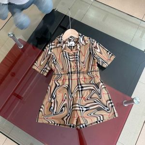 Populair meisje jumpsuit puur katoenen baby rok maat 100-160 zomer kindjurken ontwerper plaid printing kids bodysuit jan10