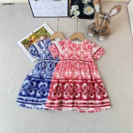 Falda de bebé de manga corta para niñas populares Tamaño de la falda del bebé 90-140 cm DISEÑADOR DE LA CRIBA DEL SEGURA AZUL