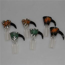 Bols en verre à fumer populaires 14/18 mm Joint masculin perruque colorée wag porte-herbes sèches pièces de bol pour plate-forme pétrolière Dab Rigs silicone tuyau d'eau narguilé