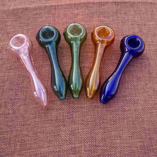 Pipes en verre populaires 4 pouces Pyrex verre brûleur à mazout tuyaux tabac cuillère tuyau Mini verre coloré accessoires pour fumer 8 couleurs barboteur vente chaude