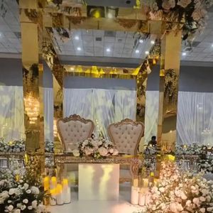 Arc de toile de fond de fête en acrylique en miroir en or / argent populaire pour décoration de mariage