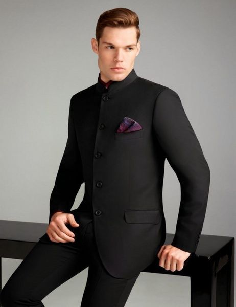 Padrinos de boda populares Mandarín Solapa Novio Esmoquin Padrinos de boda Mejor traje de hombre Trajes de boda para hombre Novio (chaqueta + pantalones + corbata) B143