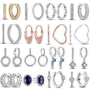 Populaire de haute qualité en argent sterling 925 boucles d'oreilles créoles coeur asymétrique boucles d'oreilles créoles mode féminine Pandora accessoires de mode bijoux cadeaux