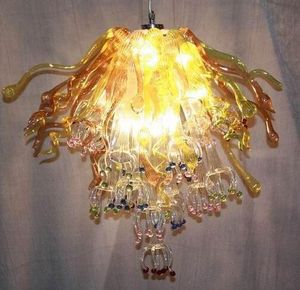 Lampes Accueil/Mariage Pendentifs décoratifs Éclairage Lampes suspendues colorées Forme de fleur Ampoules LED Lustres en verre de Murano soufflé à la main
