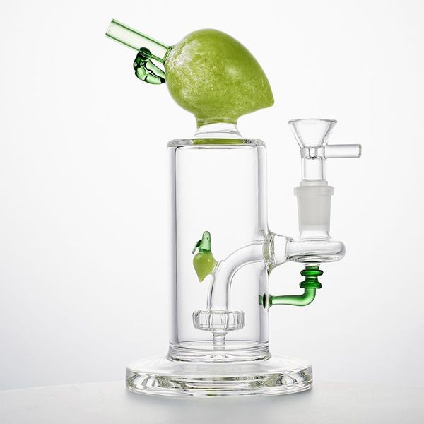 Hookahs populares Showerhead Perc Oil Dab Rigs Tuberías de agua 14 mm Junta hembra con tazón Forma de melocotón Fruta en el Bong Bongs de vidrio