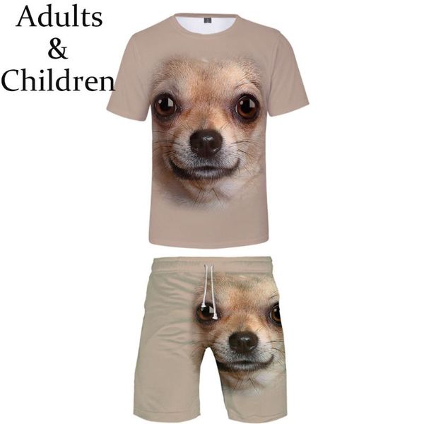 Chándales para hombres Casual Adecuado Animal Perro Hip Hop Camiseta + Pantalones cortos de playa Hombres Mujeres Verano Impresión 3D Niños Niñas Conjuntos frescos de dos piezas