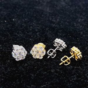 Populaire Iced Out Jewelry Meilleure vente Prix le plus bas 925 Sterling Silver Gold Plated Jewelry Vvs Moissanite Stud Boucles d'oreilles