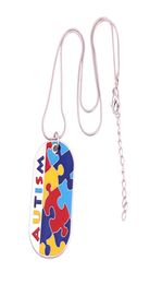 Collier d'identification populaire de sensibilisation à l'autisme, motif de pièce de puzzle avec couleurs d'émail appliquées à la main, bijoux d'identification 7058477