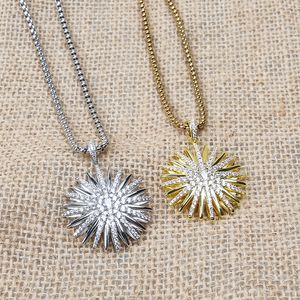 Populair in Europa en Amerika Sieraden voor dames Trendy Zonnebloemketting met Mini Witte Zirconia Eenvoud Accessoires