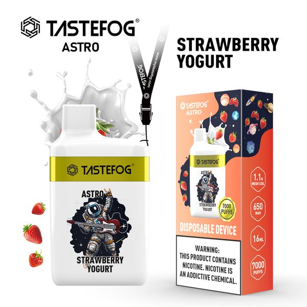 Populaire en Europe jetable Vape Tastefog Astro 7000Puffs 16ml E-Cigarette saveurs de glace à la fraise avec lanière