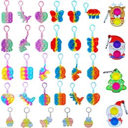 Populair zijn partij gunst Fidget Sensory Speelgoed Sleutelhanger Ringen voor Angst Sleutelhanger Push Bubble Mini Animal Pendant Toy Funny Anti-Stress Relief Gift