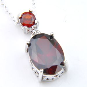 En gros 5 pièces/lot Luckyshine ovale rouge Quartz gemmes argent colliers pendentif pour femmes cristal Zircon pendentifs bijoux nouveau