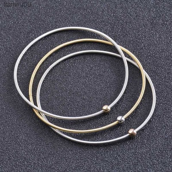 Bijoux populaires Diamètre de fil d'acier simple 17mm La tête de vis à ressort peut être ouverte et resserrée Bracelet à ressort de couleur télescopique L230704