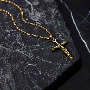 Populaire Jus Cross hanger Stainls Steel Fashion Christian Jewelry 24K Gold Crucifix heren hanger ketting afstuderen cadeau