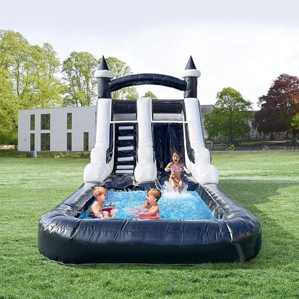 Popular Kids Inflable Moonwalk Water Slide Jumper Bouncer Inflable tobogán de agua Commercial Bounce House Party Rentals con soplador envío gratis