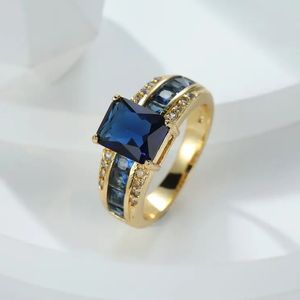 Populaire dames vintage luxe blauwe mode ringen vrouwen clusterringen