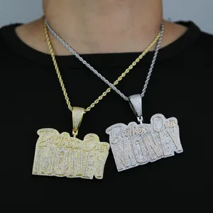 popolare collana con ciondolo lettera per donna uomo bling 5A zircone cubico pavimentato gioielli hip-hop miglior regalo