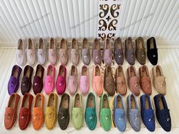 Populaire Loro Piano suede platte schoenen dames slip resistent loafers 2023 trend heren rond teen muilezel schoenen zomer casual schoenen heren schoenen