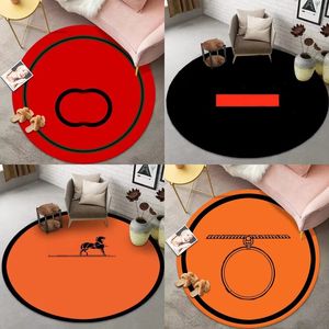 Tapis de luxe populaire rond tapis de créateur cadeaux meubles de chambre noir orange salle de mode décorative lettres rondes ordinaires tapis de haute qualité JF008 C23