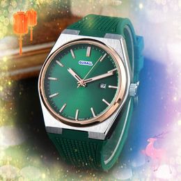 Populaire mannen 3 Pointer horloges Auto date goede mooie tijd herenklok alle misdaad beroemde kleur rubberen riem geïmporteerde kwarts bewegingsketen armband Watch geschenken