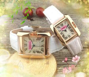 populaire hommes 31mm et femmes 25mm montres carré réservoir romain cadran mouvement à quartz horloge rose or argent boîtier bracelet en cuir robe bonne qualité fille montre