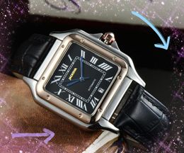 Hommes populaires Botton Twire Dessin technologie montre deux trois points mouvement à quartz noir marron cuir véritable étanche métal bonne qualité montres cadeaux