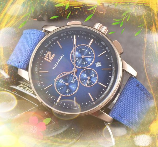 Montre pour homme populaire tous les travaux de cadran Simple Luxe Populaire Homme Tissu Bande de cuir Étanche Sport Quartz Chronographe Militaire Top Modèle Montres-bracelets cadeaux