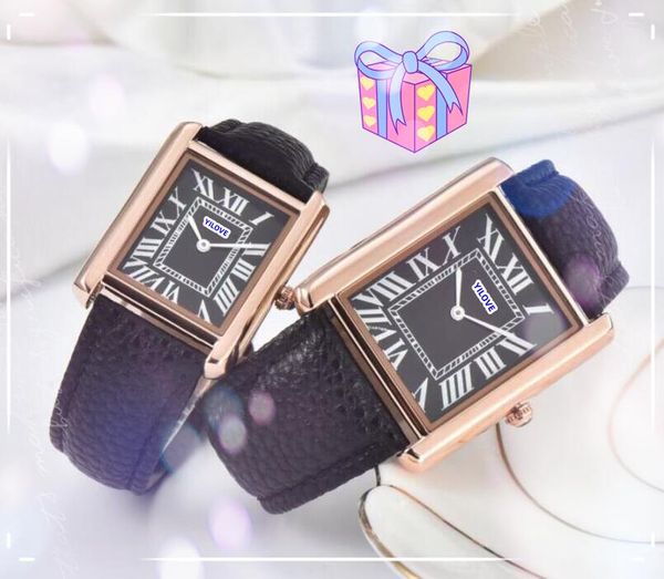 Popular Hombres Mujeres Elegantes Relojes de 2 punteros Reloj de movimiento automático Batería de cuarzo Pulsera impermeable Presidente Reloj con esfera cuadrada Relogio Femininos Regalos