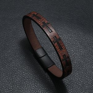 Populaire herenstijl Cross Pattern lederen armband Bangle sieraden voor cadeau