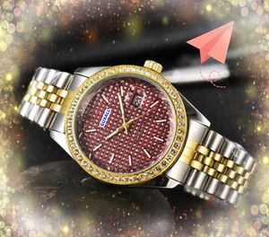 Populaire mannen drie stiches ontwerp horloges dag datum tijd dames mannen klok roestvrijstalen riemscherm Quartz beweging 24 uur kalender diamanten ring dot armband Watch cadeaus