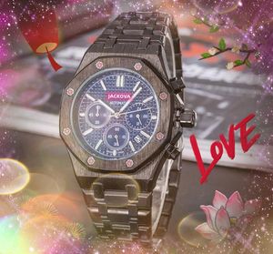 POPULAIRE MEN TIJD KLOCKES AUTO -datum Quartz Batterij Super Alle roestvrij staal Casual Business Sapphire Glass Lens Volledige functionele Iced Out Hip Hop Watch -geschenken