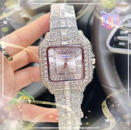 Popular Mens Big Dial Watches Automatic Date Quartz Movimiento Tiempo masculino Diamantes estrellados brillantes anillo