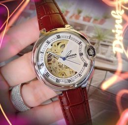 Relojes populares para hombre con esqueleto hueco, movimiento mecánico automático de 48 mm, correa de cuero genuino, cuerda automática, retro, resistente al agua, fecha de buceo, reloj de pulsera Montre De Luxe