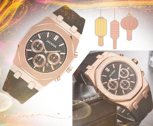 Relojes con correa de silicona de caucho para hombre populares 42 mm Presidente Deportes Cronógrafo al aire libre Movimiento de batería de cuarzo Todo el reloj de pulsera Crimen