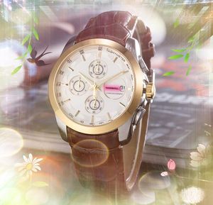 Populaire Heren Six Stiches Designer Horloges Stopwatch 42MM Lederen Riem Timing Klok Quartz Uurwerk Chronograaf Vintage lichtgevende luxe Horloge Orologio Di Lusso