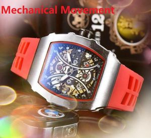 Montre à cadran squelette pour hommes populaire chronomètre 43mm mouvement mécanique automatique à remontage automatique ceinture en caoutchouc pilote horloge de sport montre-bracelet de table Montre De Luxe