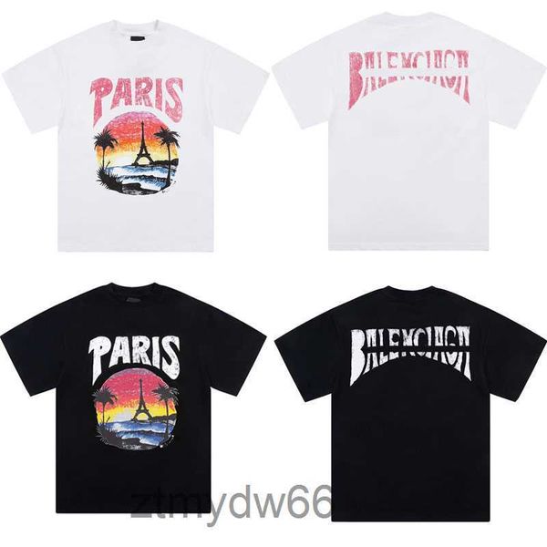 Popular camiseta de verano de manga corta de primavera para hombre Camiseta tropical de París Ajuste medio en blanco y negro Jersey vintage Camiseta deportiva de ocio para hombre VAL9
