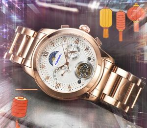 Popular Mens Sun Skeleton Dial Relojes Cronómetro Lumious Reloj Batería de cuarzo Super fino Volante de acero inoxidable Pulsera de diseño Reloj Montre de Luxe Regalos