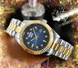 Populaire heren drie stiches horloges vrouwendag date -date week week klok kwarts beweging chronograaf goed uitziende 24 uur kalender president keten armband Watch geschenken