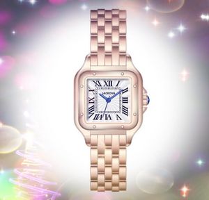 Montres à cadran romain carré pour femmes populaires Iced Out Lovers Mouvement à quartz de créateur Aucun calendrier de synchronisation Tout en acier inoxydable Super cadeaux d'anniversaire Montres-bracelets