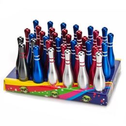 Populaire metalen bowlingfles kogelstijl rookpijpen lichte kleuren handpijp droge pijp voor tabaksglazen bongs dhl gratis