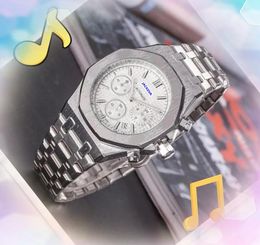 Mentiers militaires populaires montres fonctionnelles complètes Grouille-boutique Business Leisure Diamonds Ring Clock Quartz Automatic Date Heure Big Calendar Display Watch Cadeaux