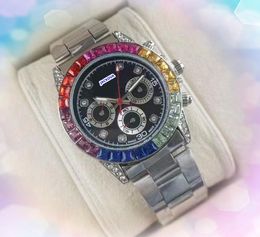 Populaire militaire mannen vrouwen unisex horloges zakelijke vrijetijdsstaatloze staal klok kwarts automatische dag datum kleurrijke diamanten ring horloge relogio feminino