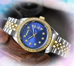 Populaire Militaire Drie Pins Volledige Diamanten Ring Horloges Dames Heren Iced Out Hip Hop Klok Japan Quartz uurwerk Batterij Keramische bezel Roestvrij staal Horloge Geschenken