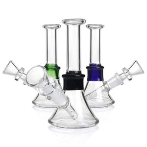 Populaire kleine pocket beker 4 inch Mini Dab Rig kleurrijke dikke glazen bongs waterpijp waterpijpen 14 mm gewricht olieligingen kleine bong met kom