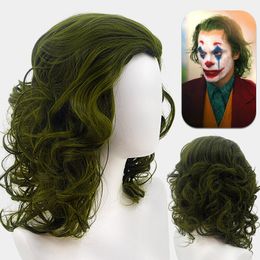 Populaire film Clown Joker Arthur Fleck Mixed Green Short Curly Cos Anime Wig