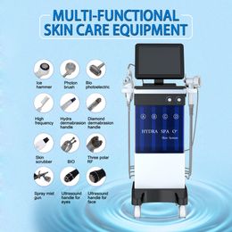 Equipo de belleza multifuncional popular 14 en 1 Hidrodermoabrasión Agua Hidrodermoabrasión Oxígeno Cuidado de la piel Estiramiento facial Máquina de terapia antiarrugas Aprobado por CE