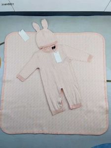 Populares mamelucos de diseñador para bebés recién nacidos con mantas envolventes, monos con letras para bebés y gorros de conejito, mameluco de algodón suave