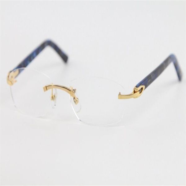 Populaire nouveau sans monture planche bleue lunettes cadre C décoration 18K or cadre lunettes lunettes pour hommes accessoires de mode 195r