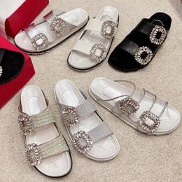 topkwaliteit Slidy Viv-dia's Zomer buitenshuis sandaal beroemde ontwerper vrouw sandalen man Schoen Luxe Strand Slipper mode RV Echt lederen pantoffels loafer Slide